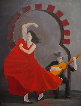 Flamenco dancer - painting by Arben Sela.